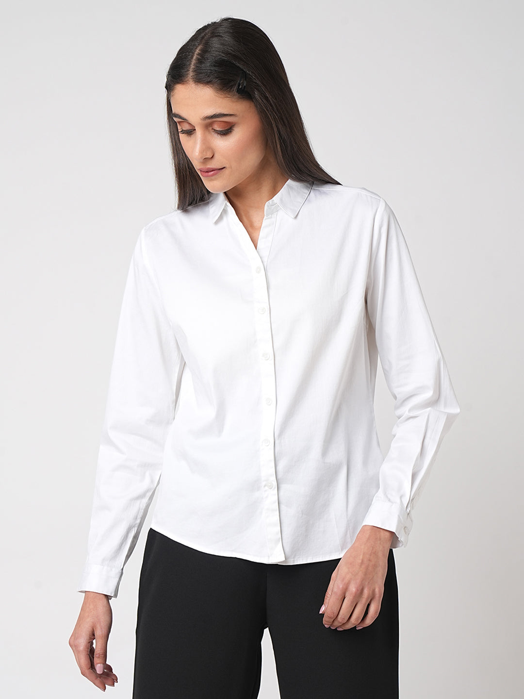 Women Solid White Shirt