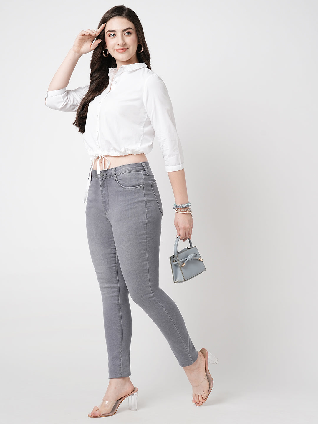 Women Grey Sky High-Rise Skinny Fit Jeans
