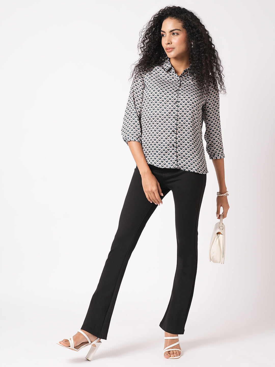 Women Black Mini Flare Treggings