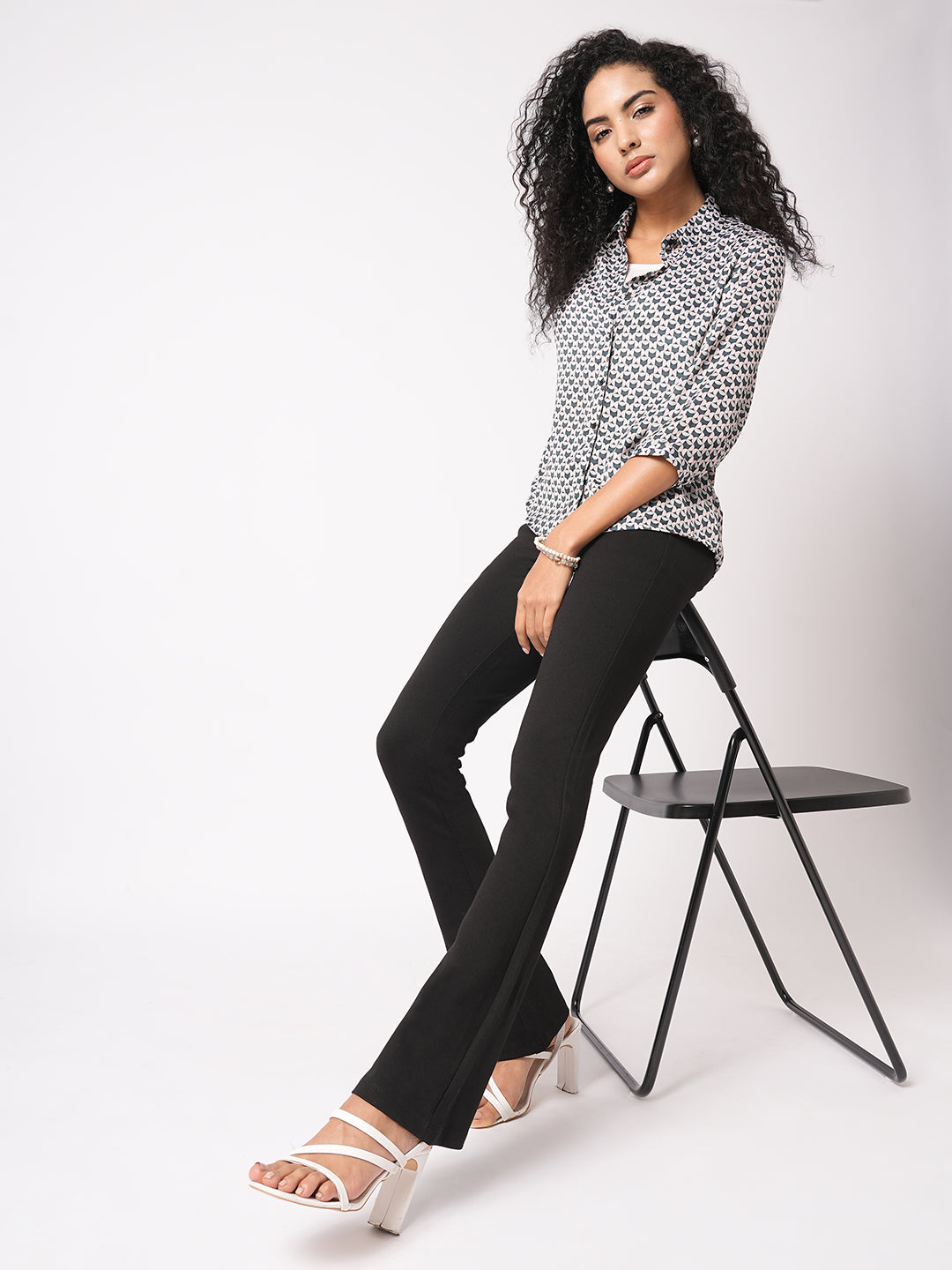 Women Black Mini Flare Treggings