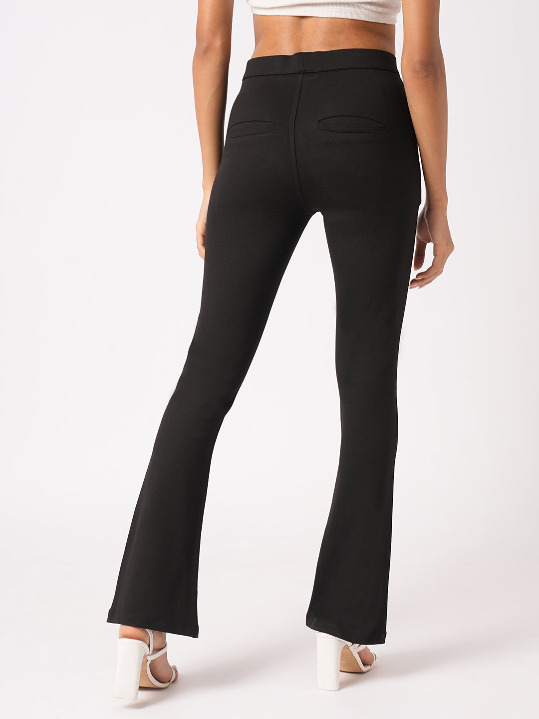 Women Black Mini Flare Treggings