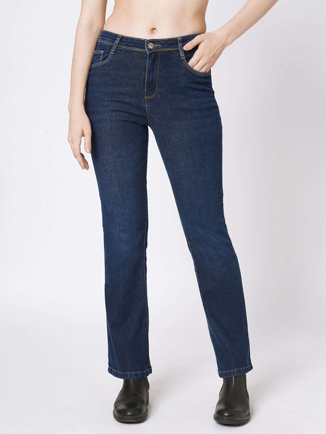 Women Blue Mini Flare Jeans