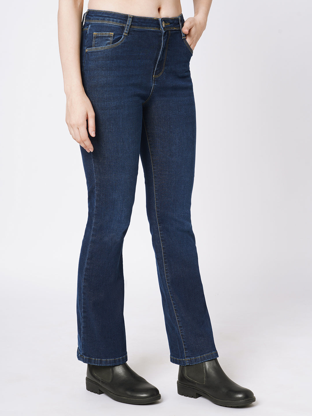 Women Blue Mini Flare Jeans