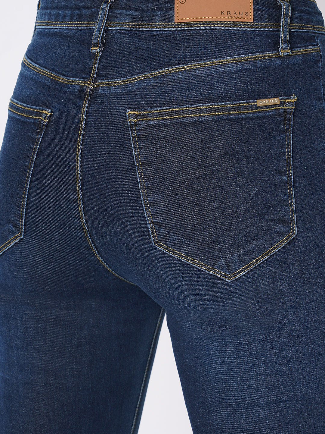 Women Blue Mini Flare Jeans