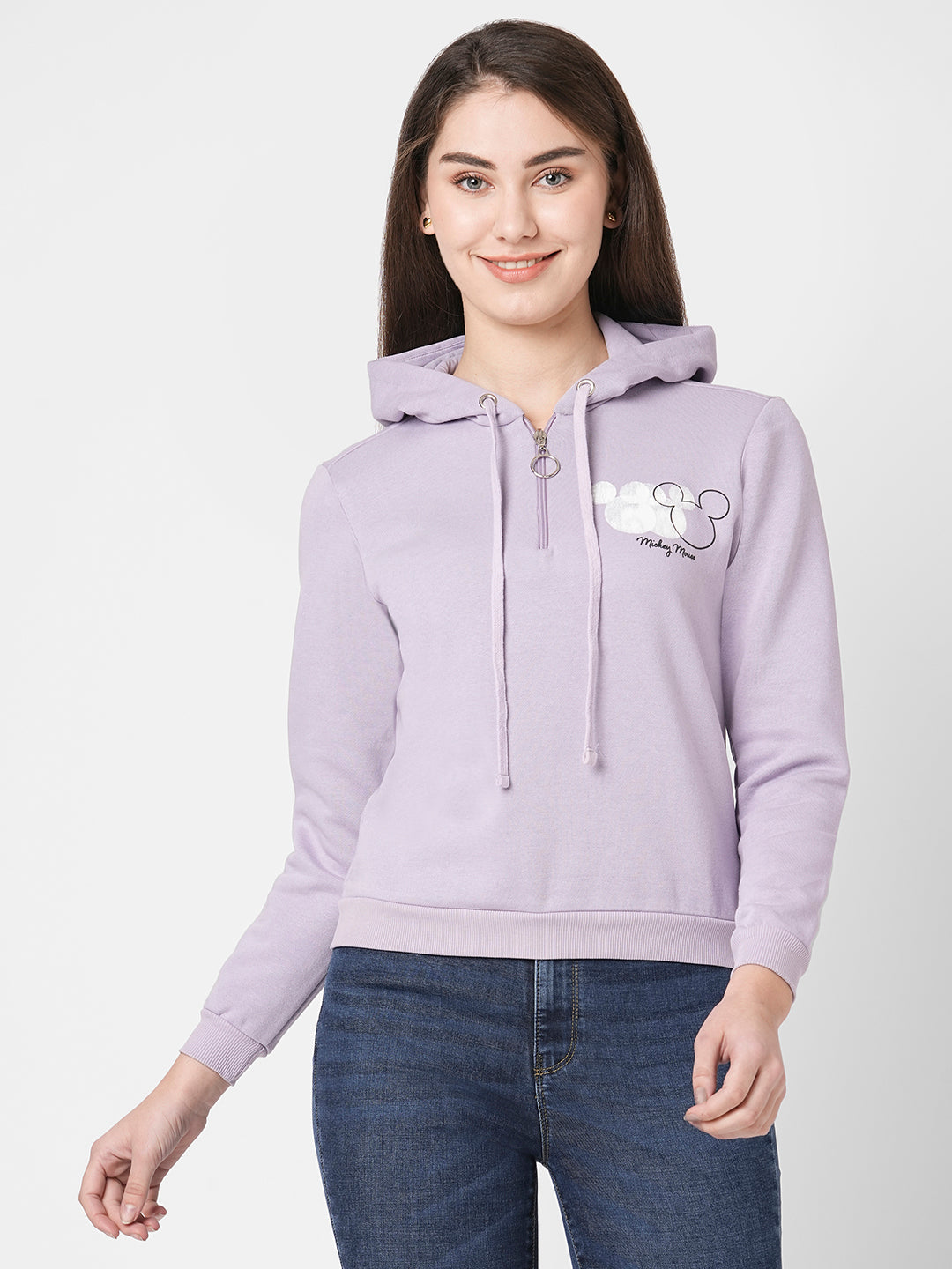 Women Lilac Printed Sweatshirt