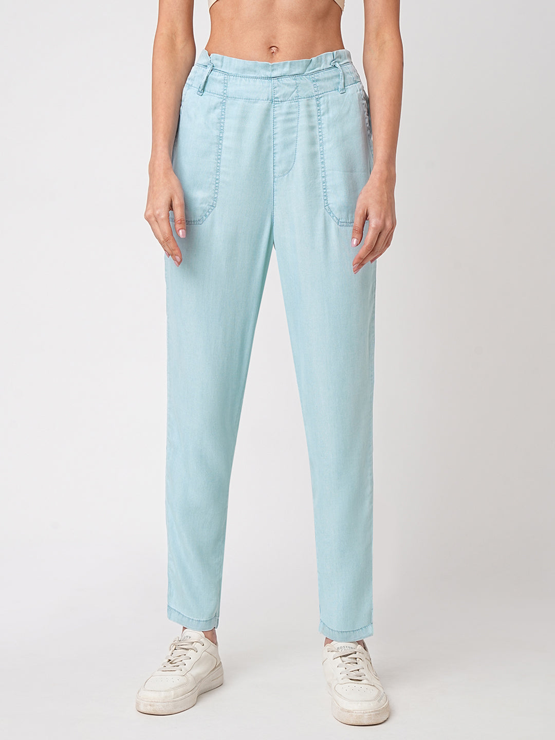 Women High-Rise Paper Bag Pants