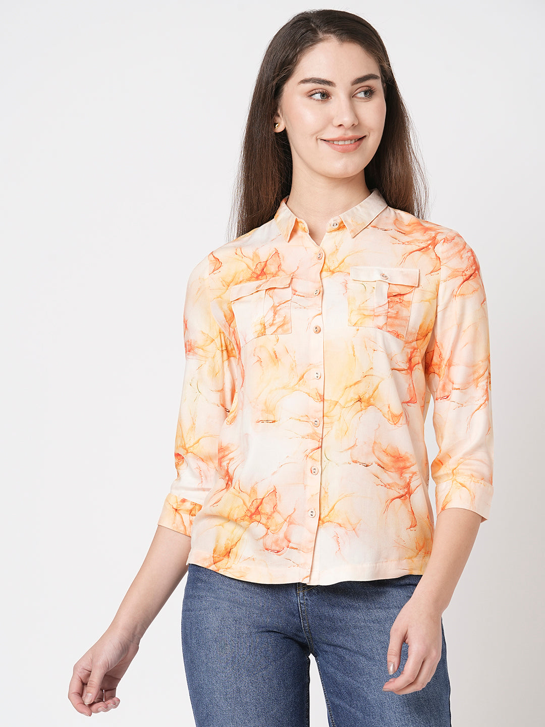 Women Marble Print Casual Shirt