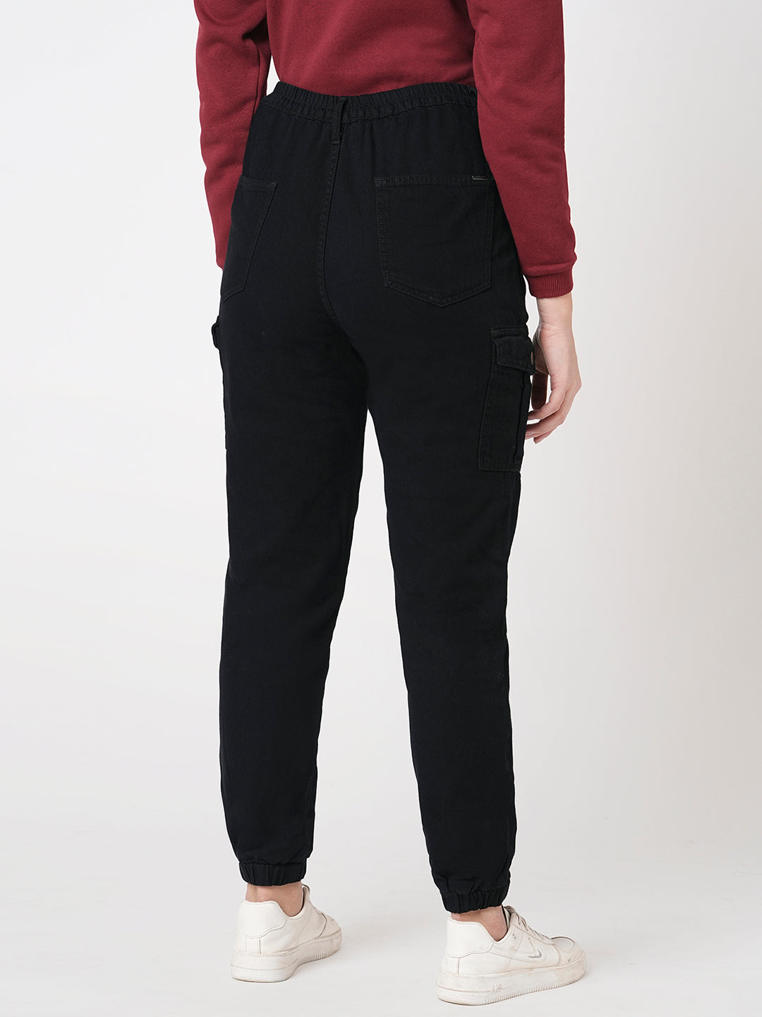 Women Black Mid-Rise Cargo