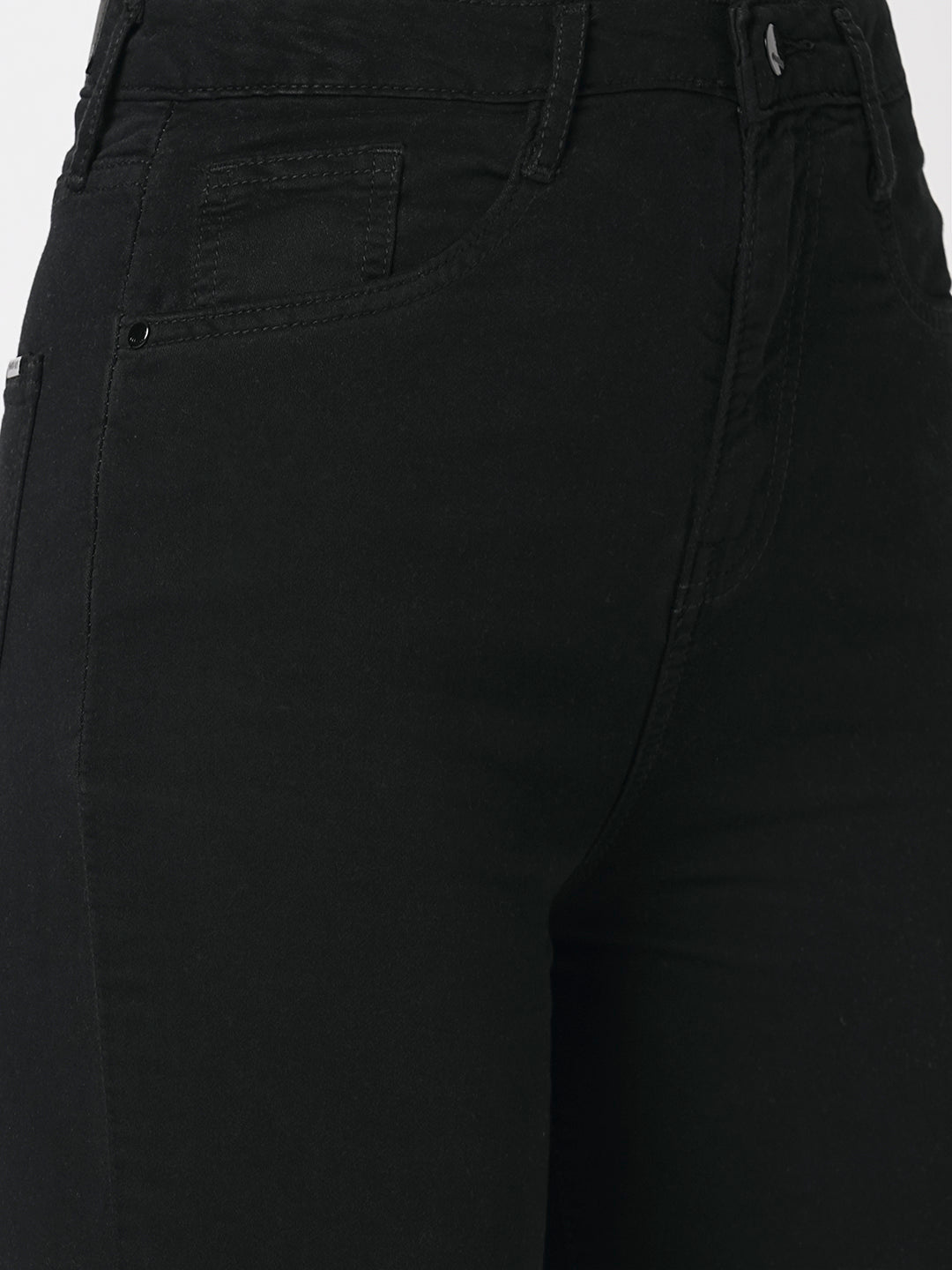 Women Black High-Rise Wide Leg Jeans