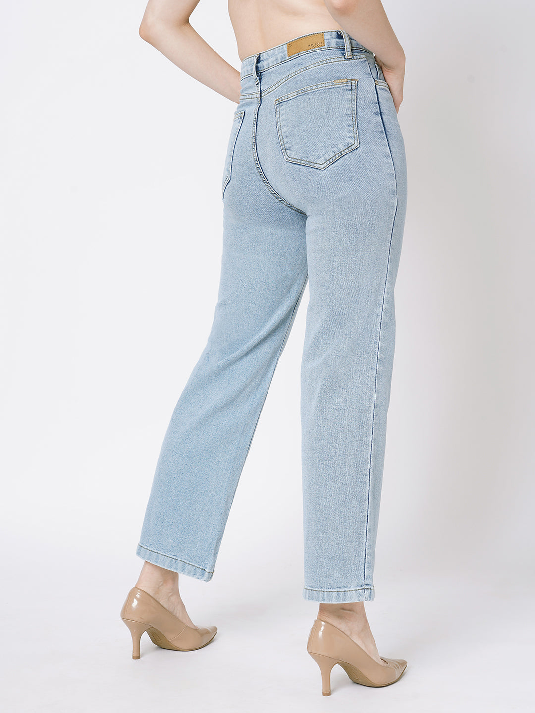 Women Blue High-Rise Wide Leg Jeans