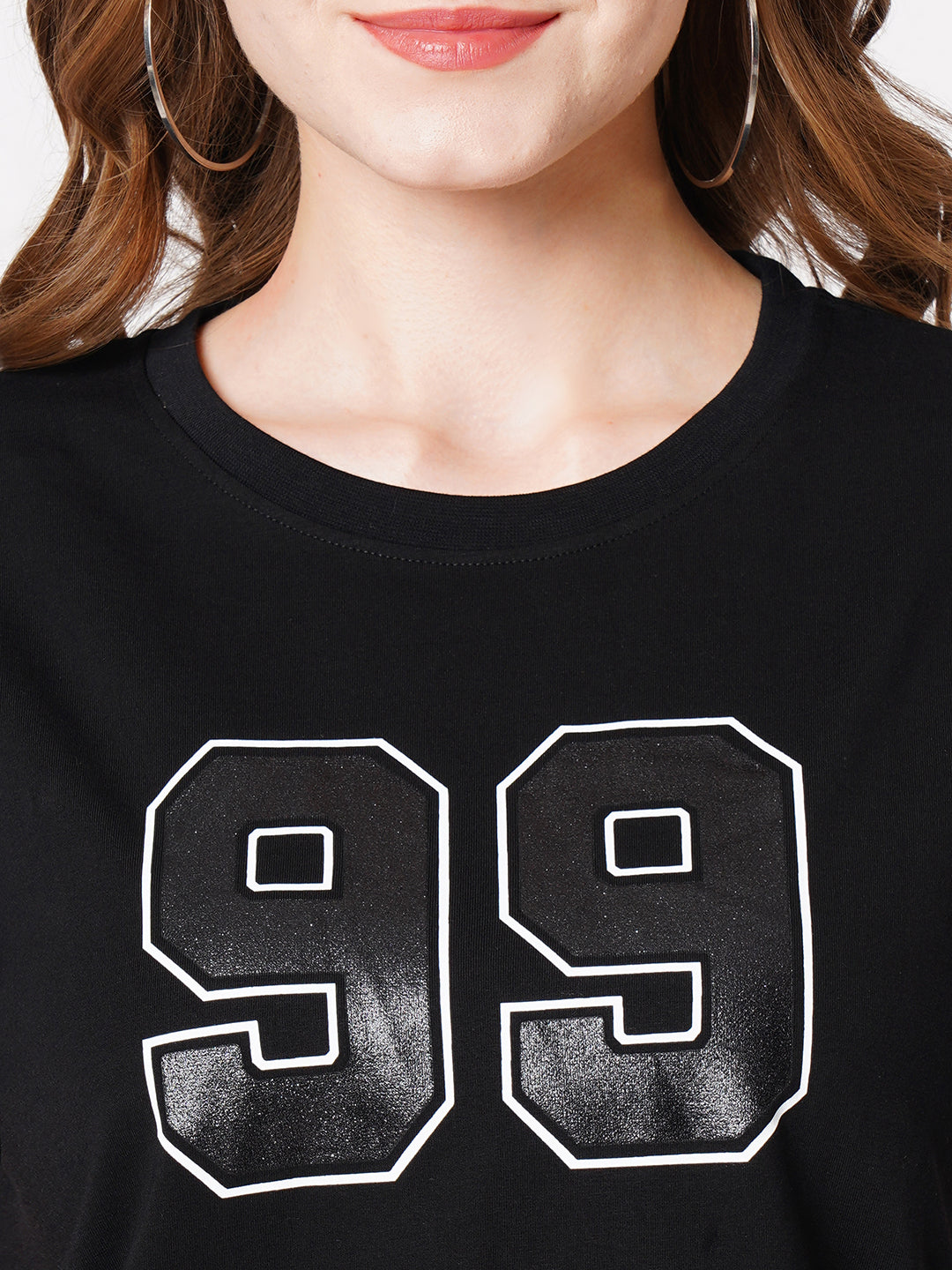Women Typographic Print Slim Crop T-Shirt
