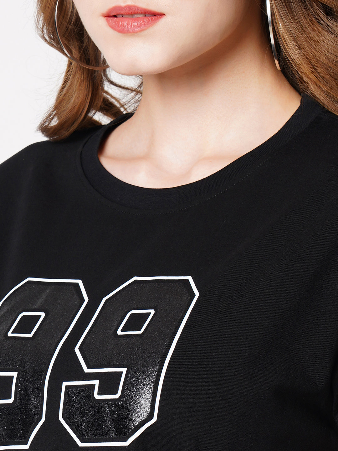 Women Typographic Print Slim Crop T-Shirt