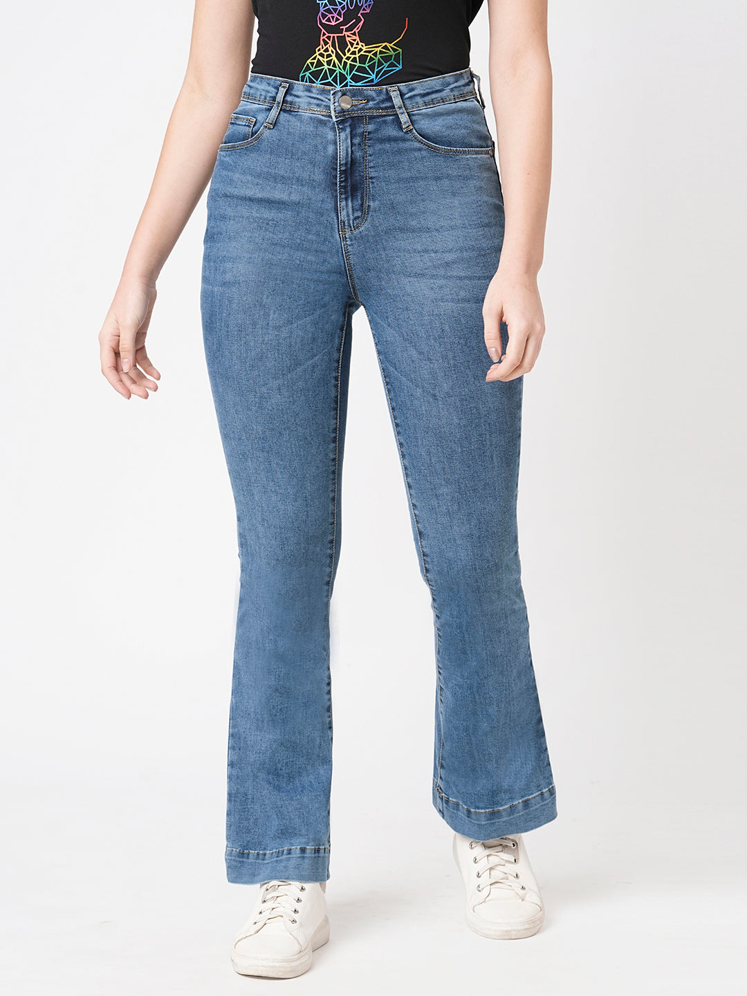 Women Blue High-Rise Flare Jeans