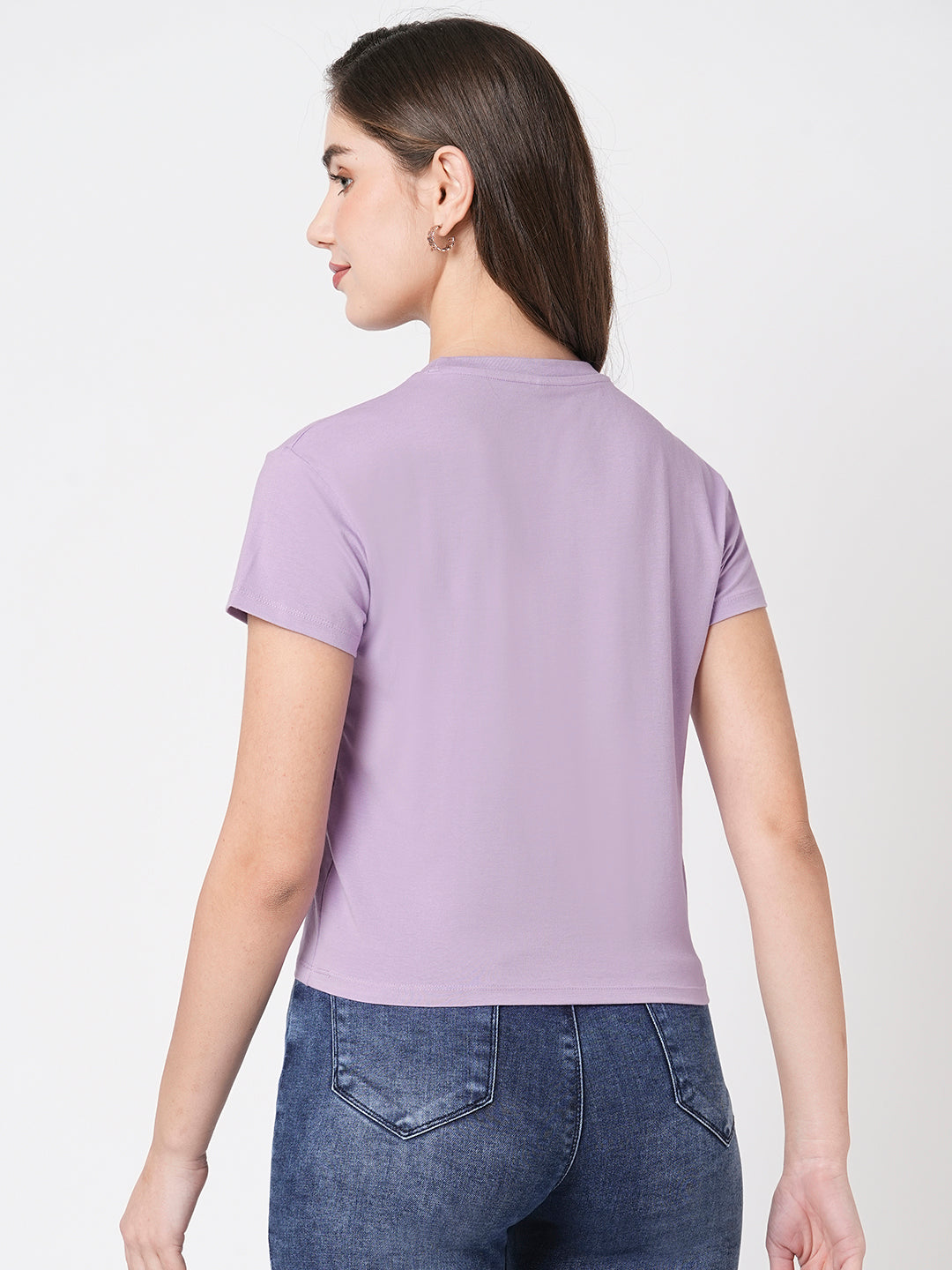 Women Typography Printed Crop Slim Fit Tshirt