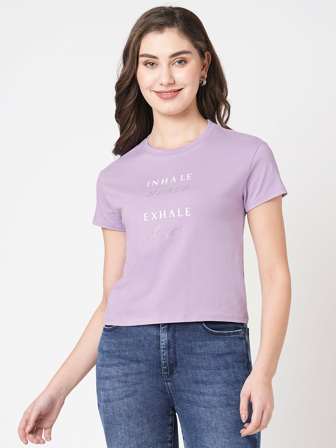 Women Lilac Graphic Tees