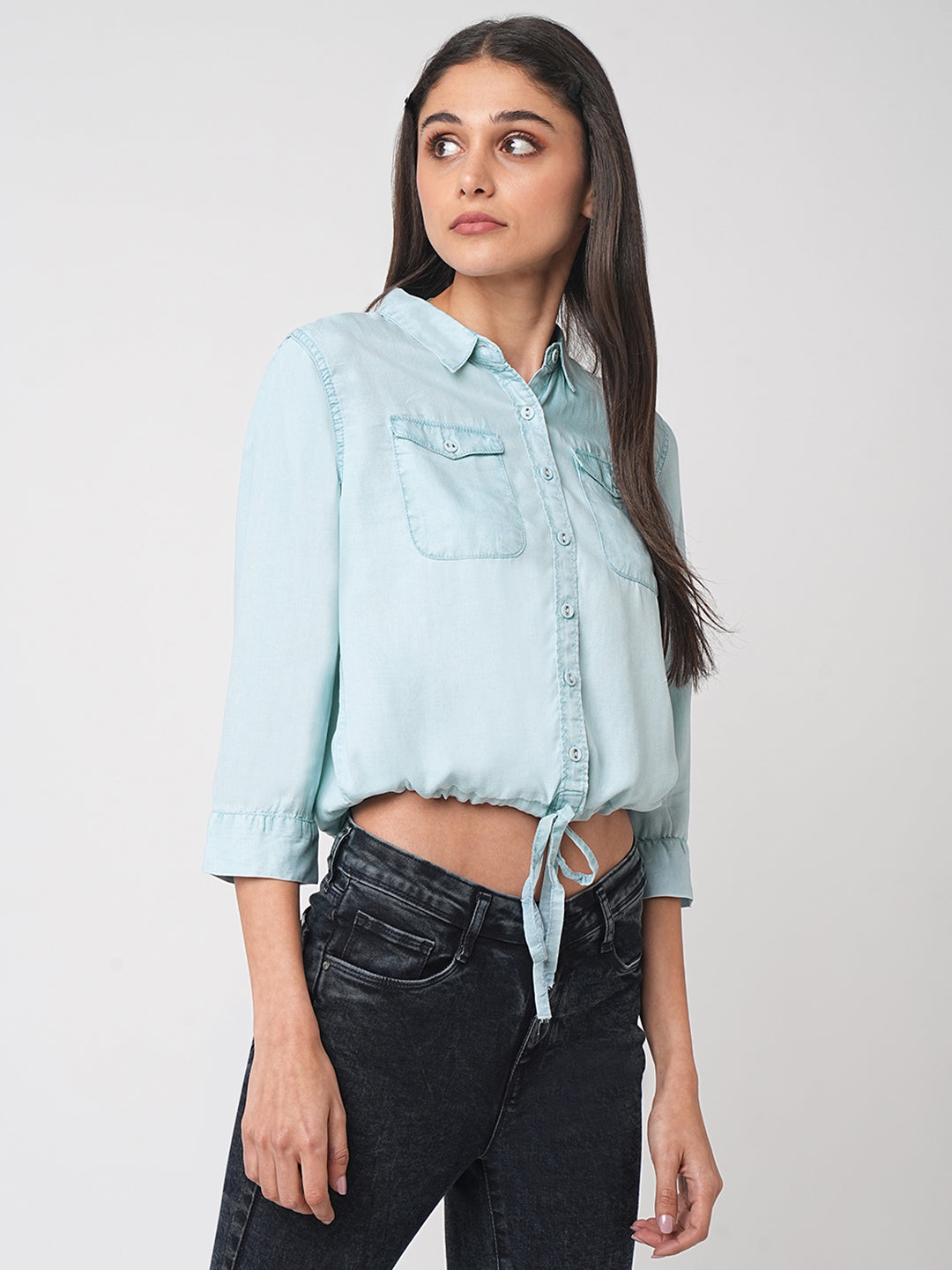 Women Denim Light Blue Shirt