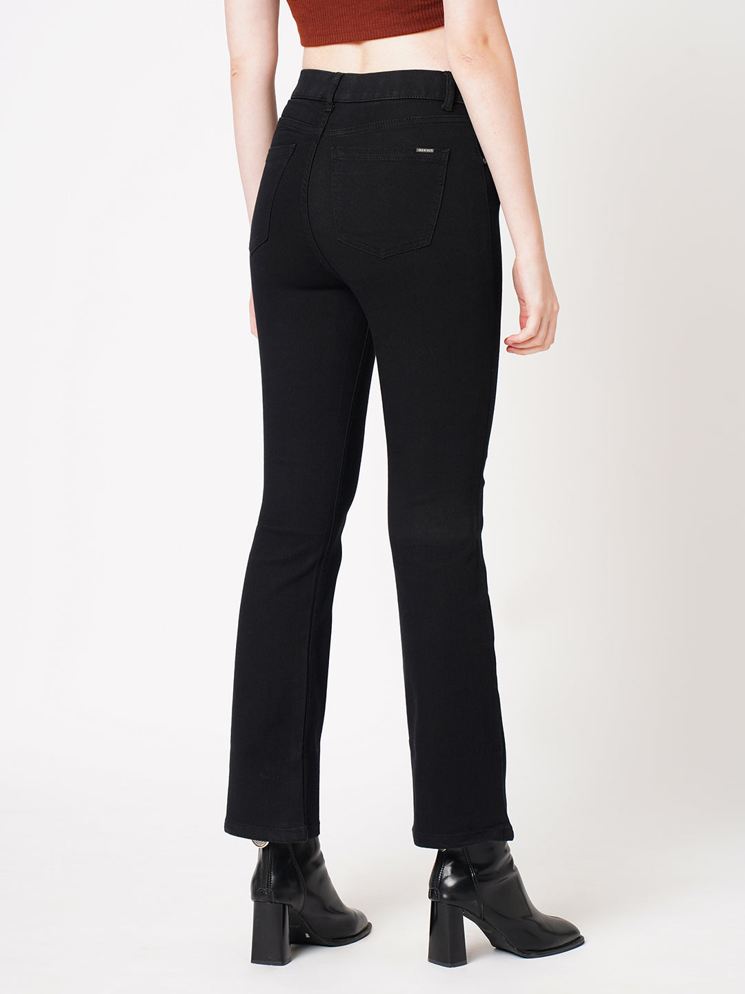 Women Black High-Rise Mini Flare Jeans