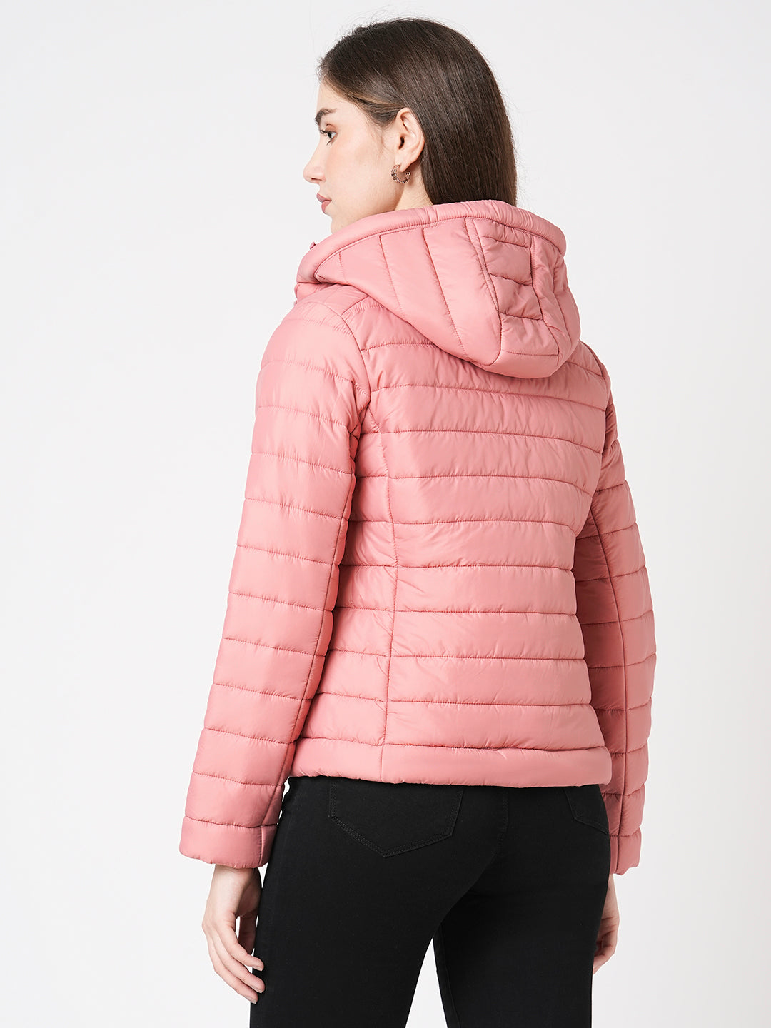 Women Rose Pink Puffer Jacket