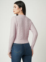 Women Powder Pink Solid Full Length Sweaters & Sweatshirts