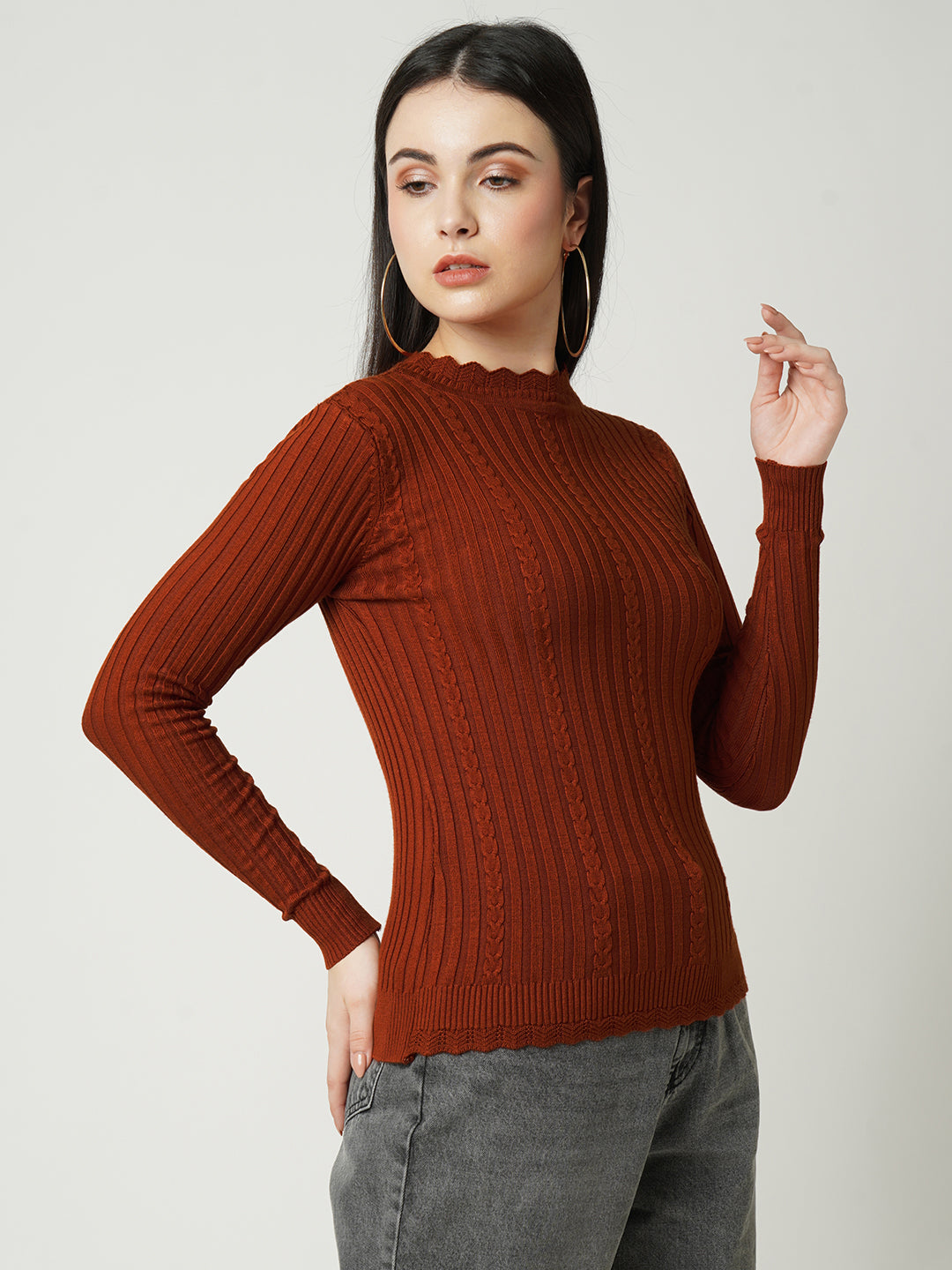 Women Rust Sweaters