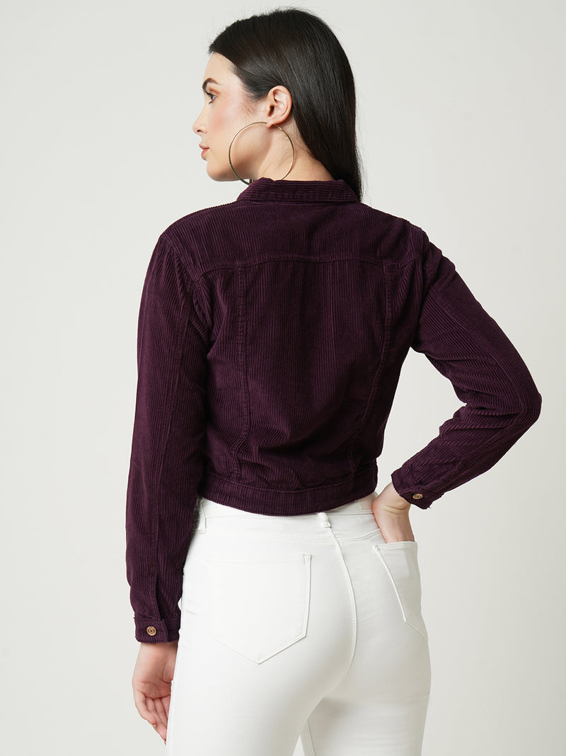 Women Wine Solid Full Length Jackets & Shrugs