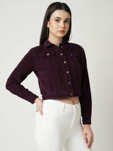 Women Wine Solid Full Length Jackets & Shrugs