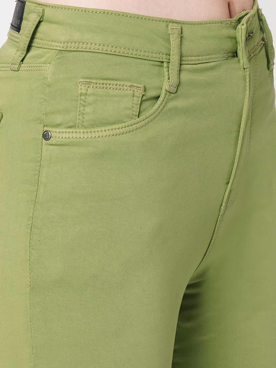 Women Olive High-Rise Flare Jeans
