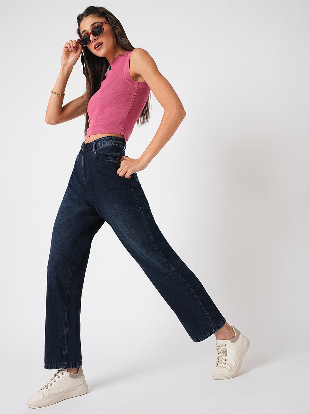 Women High-Rise Loose Straight Jeans