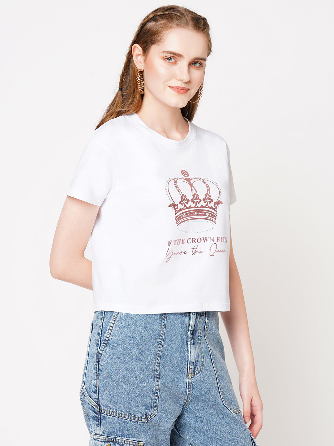 Women White Graphic Tees