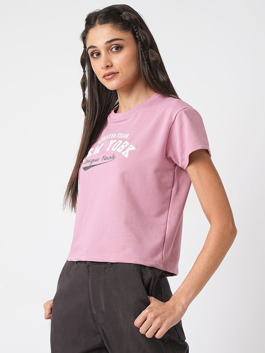 Women Dusty Pink Graphic Tees