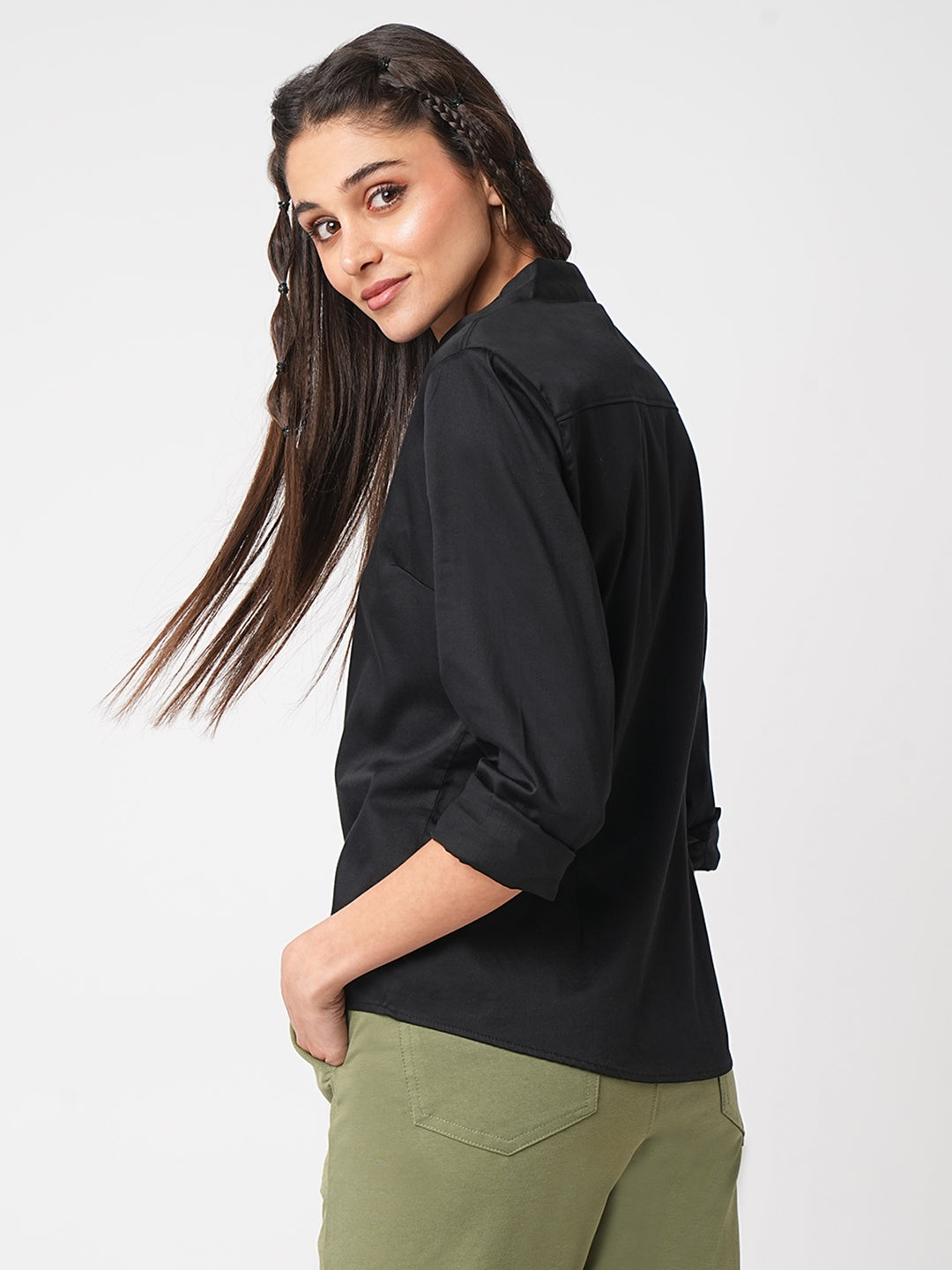 Women Solid Black Shirt