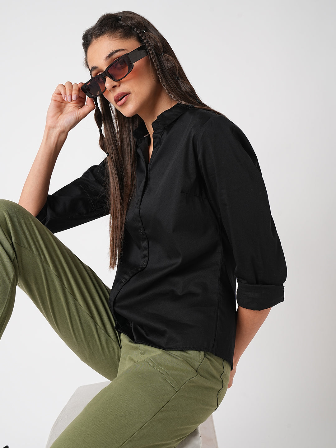 Women Solid Black Shirt