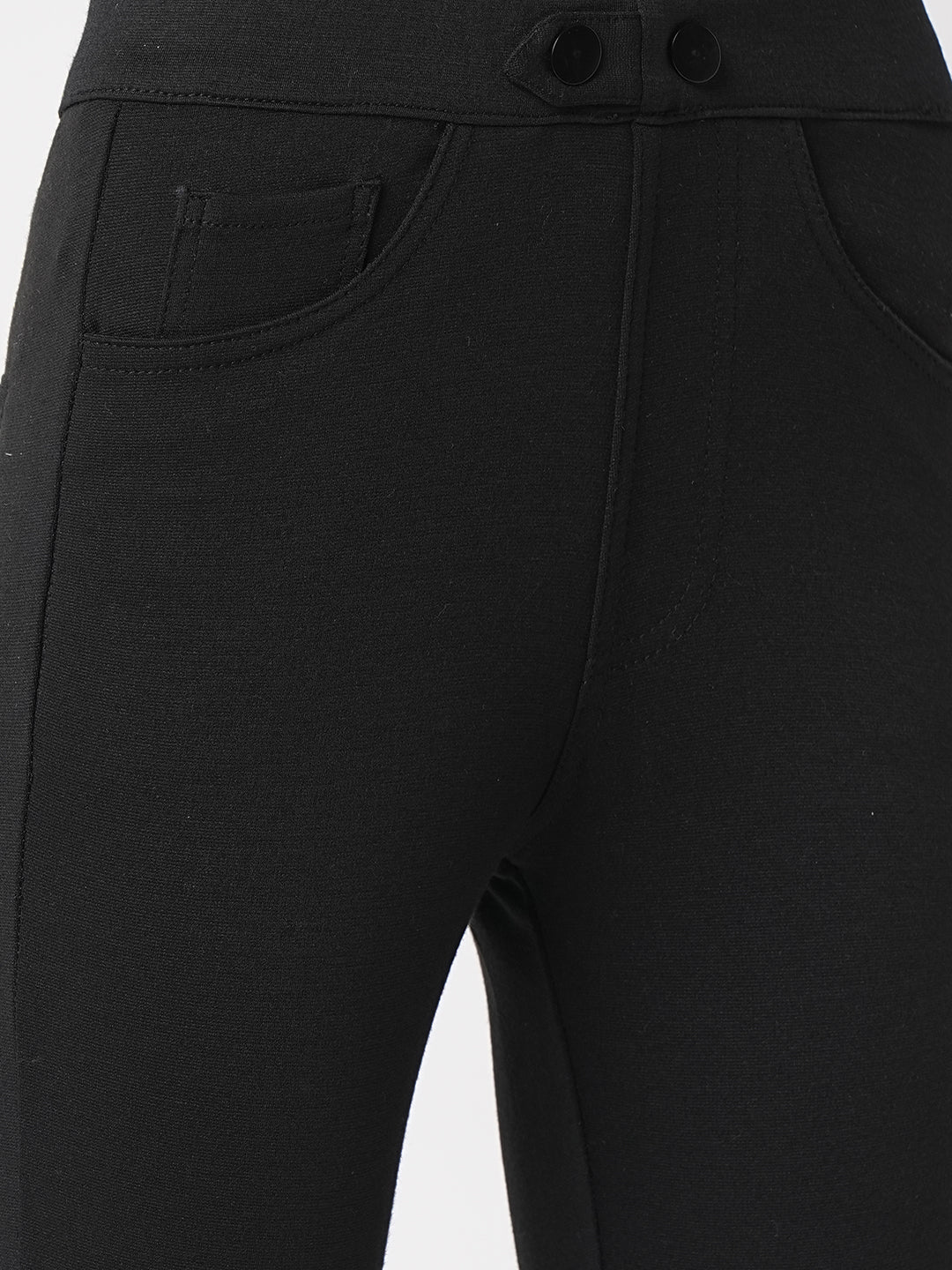 Buy Women Black High-Rise Skinny Treggings Kraus Jeans
