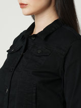 Women Black Solid Full Length Jackets & Shrugs