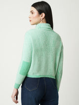 Women Aqua Blue Solid Full Length Sweaters & Sweatshirts