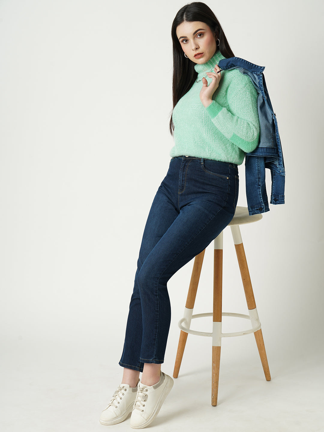 Women Aqua Blue Sweater