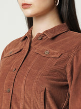 Women Rust Solid Full Length Jackets & Shrugs