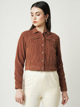 Women Rust Solid Full Length Jackets & Shrugs
