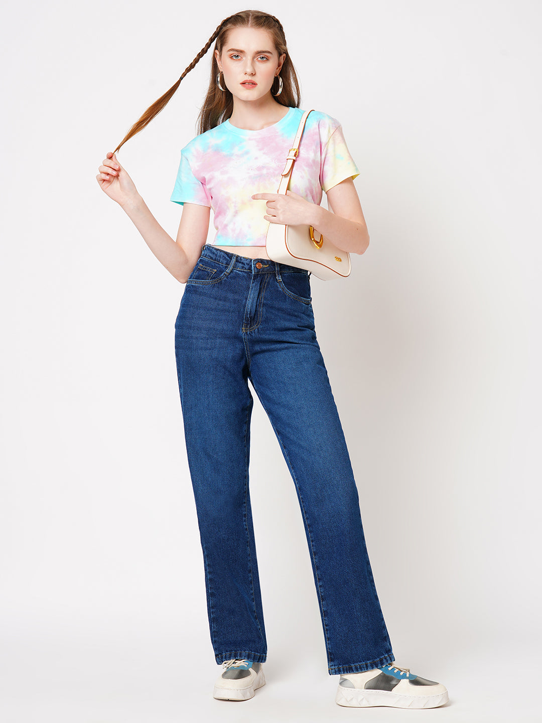 Women Blue High-Rise Straight Fit Jeans