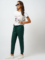 Women Off White Printed Short Sleeves T-Shirts