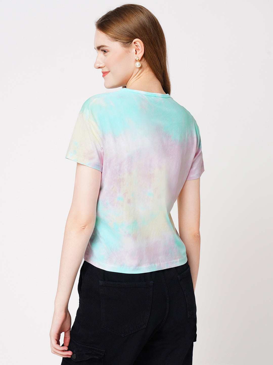 Women Multi Tie Dye Printed Crop T-Shirt