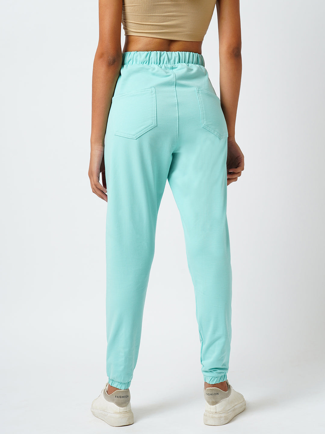 Women Aqua Sky High-Rise Denim Joggers