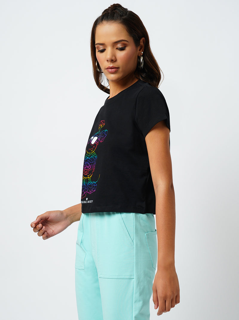 Women Black Printed Short Sleeves T-Shirts
