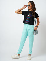 Women Black Printed Short Sleeves T-Shirts