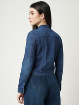 Women Blue Solid Full Length Jackets & Shrugs