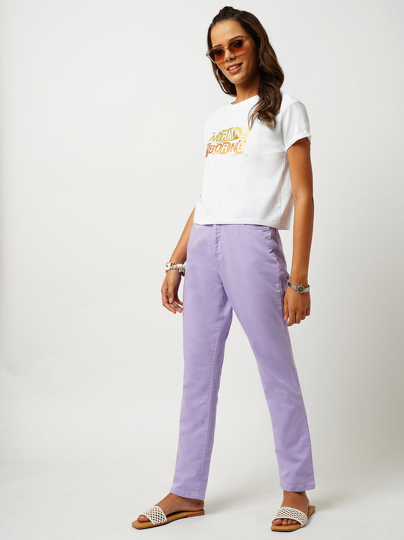Women White Printed Short Sleeves T-Shirts