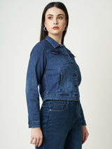 Women Blue Solid Full Length Jackets & Shrugs