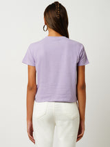 Women Lilac Printed Short Sleeves Shirts