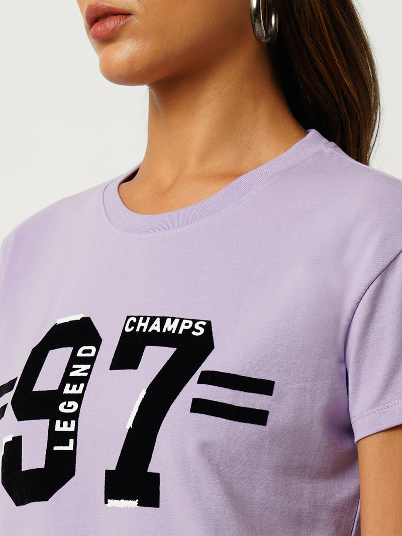 Women Lilac Printed Short Sleeves Shirts
