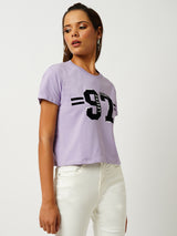 Women Lilac Printed Short Sleeves Shirts